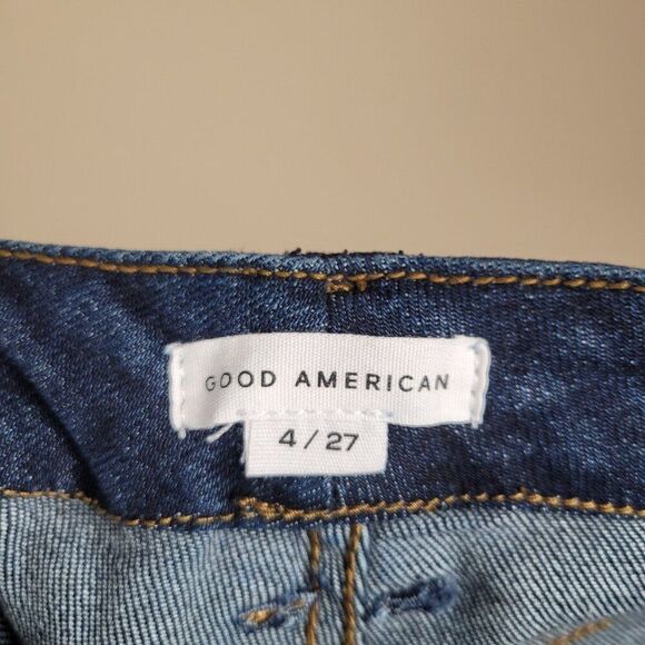 Good American Good Waist Skinny Jeans Chewed Back Pockets Blue Size 27 NWT - Picture 12 of 12